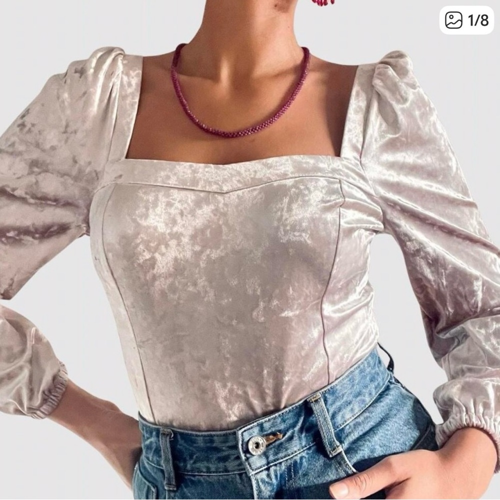 Anthropologie Blush Velvet Blouse